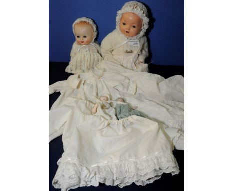 Heinrich Handwerck composition baby doll with impressed marks HW 4 with Victorian cotton christening gown and mother of pearl