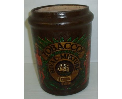 Ceramic Rival Mixture tobacco jar with painted and gilt transfer design (24cm height) (missing lid)