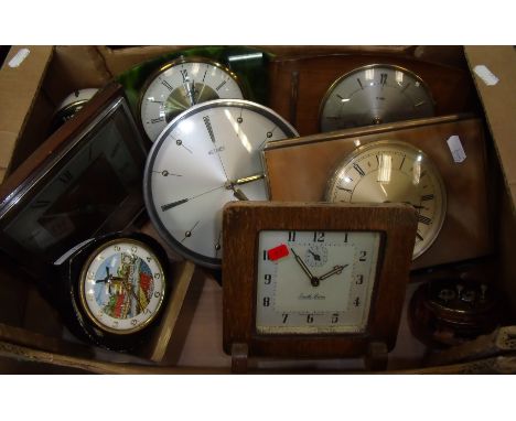 Selection of 1920s and later mantel clocks including Metamec (9)