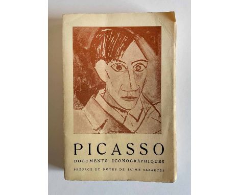 PICASSO 'Documents iconographiques', 1954 book with signed, dated, and dedicated sketch in blue ink on the second page, print