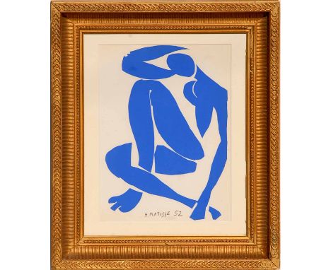 HENRI MATISSE 'Nu Bleu III', 1954, original lithograph,edition after Matisse's cut outs, printed by Mourlot, 35cm x 26cm, fra