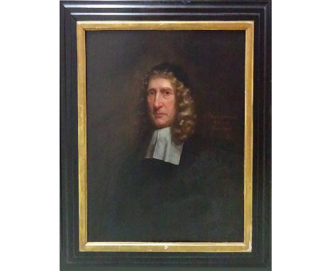17TH CENTURY ENGLISH SCHOOL MANNER 'Portrait of Sir William Dugdale', oil on canvas, 73cm x 60cm, framed. 