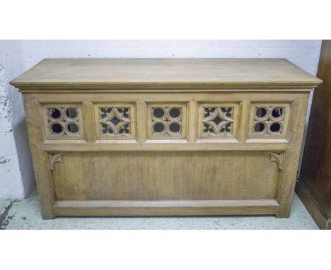 CONSOLE/HALL TABLE, English 19th century, ecclesiastical oak with 'gothic' pierced panels, 92cm H x 62cm D x 168cm W.