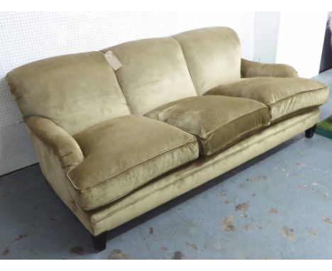 GEORGE SMITH SOFA, Howard Style design, in a brown fabric finish, 200cm W.