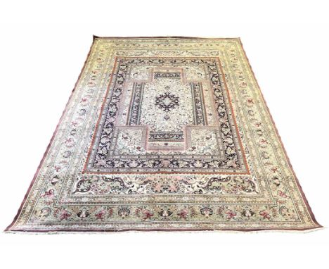 VERY FINE PERSIAN QUM SILK CARPET, 295cm x 198cm.