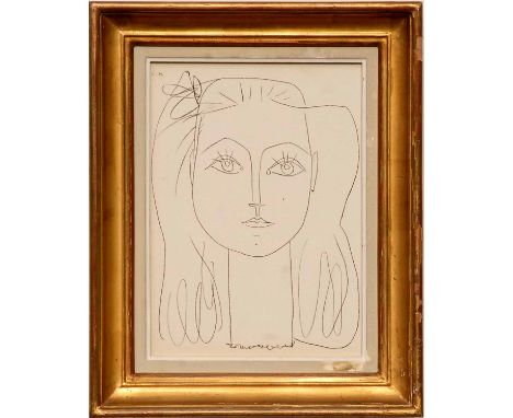 PABLO PICASSO 'Portrait De Femme', 1946, lithograph, edition: 950, Ref: Mourlot, 32cm x 23cm, framed and glazed.