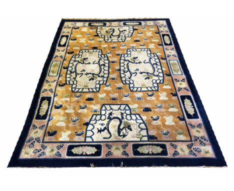 ART DECO CHINESE PEKING DRAGON CARPET, 250cm x 173cm.