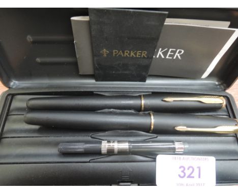 A Parker Sonnet fountain pen and rollerball, matt black
