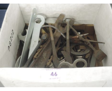 A box of vintage hand tools