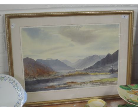 Two watercolours, a Lakes scene by Mary Thornley and a Moorland scape by R Campbell