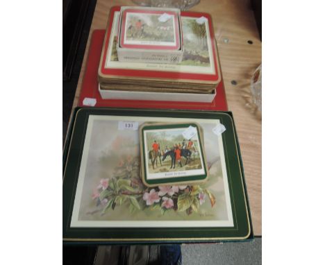 A collection of table mat and coasters, hunting intrest