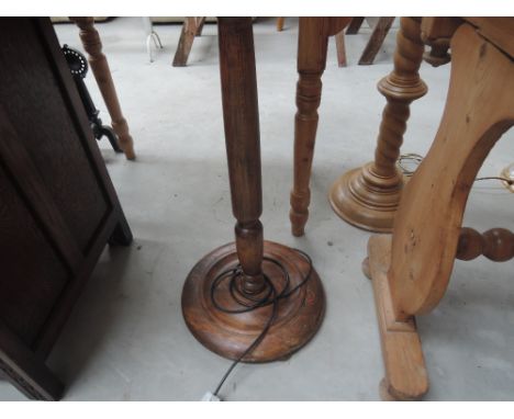 An oak standard lamp