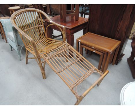 A vintage wicker sun lounger