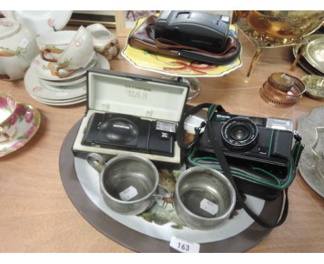 A miscellaneous lot including cake plate, Miranda 35SF camera, pewter milk and sucre etc