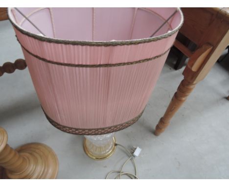 A glass table lamp