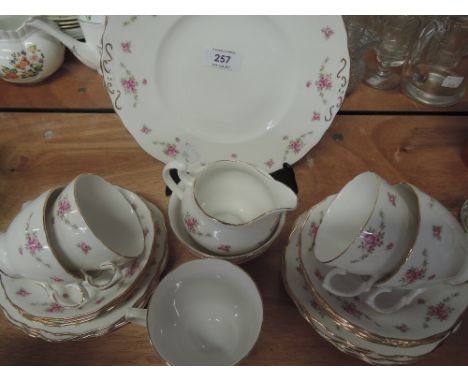 A Royal Osbourne part tea service with rosebud design (22 pieces approx)