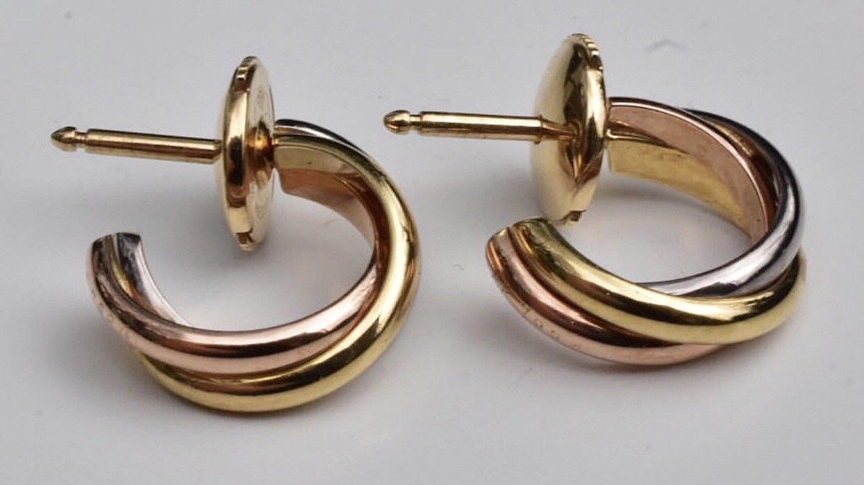 Cartier Trinity Earrings 18k. A pair of Cartier 'Trinity' hoop earrings