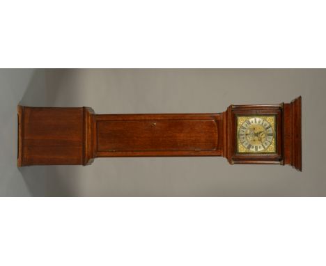 A LATE 18TH CENTURY OAK LONGCASE CLOCK, the dial signed Joshua Farrer, the square hood enclosing a square brass dial with bro