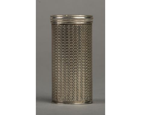 A 19TH CENTURY SILVER NUTMEG BY TAYLOR & PERRY, BIRMINGHAM 1836, of oval section and engine turned decoration, the hinged lid