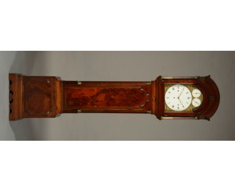 A GEORGE III MUSICAL LONGCASE CLOCK by Thomas Millington, London, with mahogany case, arched hood enclosing a brass face, the