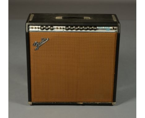 A FENDER SILVER FACE SUPER REVERB VALVE GUITAR AMPLIFIER, serial number A 43080, with twin Channels, Normal and Vibrato, each