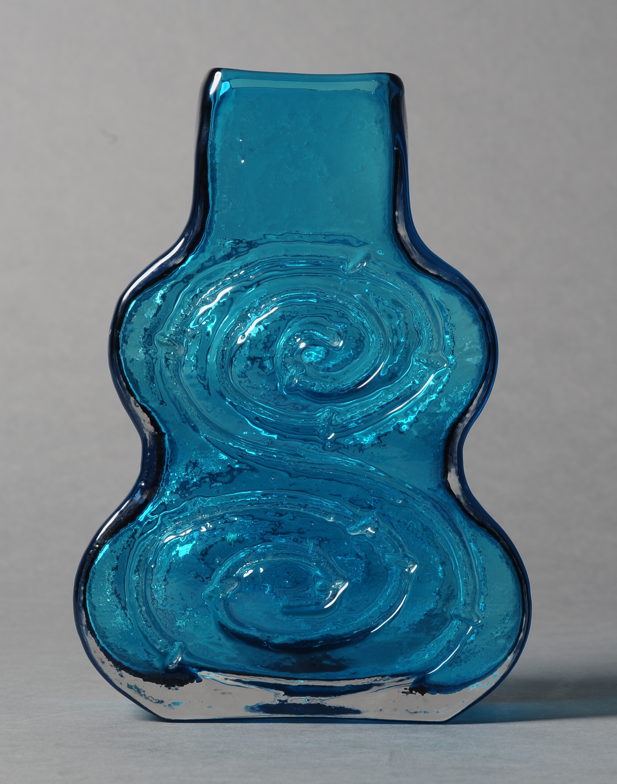 A WHITEFRIARS 'CELLO' KINGFISHER BLUE VASE, designed by Geoffrey Baxter