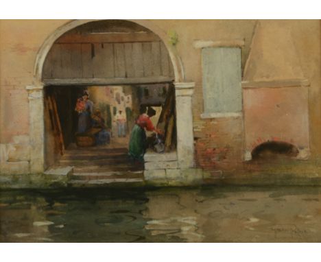 GRAHAM PETRIE (1859-1940) Venetian canal and alley way, watercolour, signed to lower right 24cm x 34.5cm
