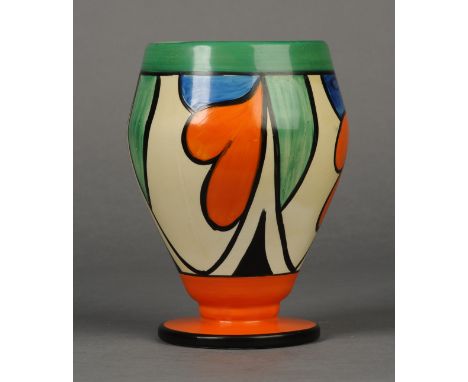 A CLARICE CLIFF FANTASQUE POTTERY 365 VASE by Wilkinson Ltd, c.1935, of ovoid form, decorated in green, orange, blue and blac