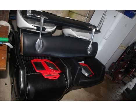 Two hair dressing Salon chairs, wash hand basin, salon bench and hand mirrors.