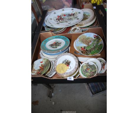 A quantity of hunting wall plates, plus meat plates, etc.