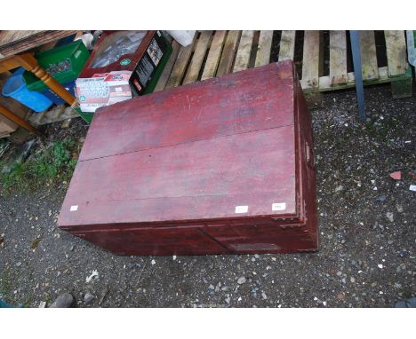 A wooden trunk - 37½" wide x 2' depth x 16" high.