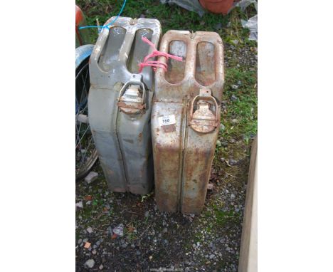 Two Military 1952 Jerry cans, and a gate hanging plastic feeder.