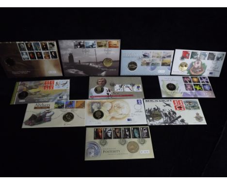 11 x GB Royal Mint - Cupro Nickel &amp; Brass Anniversary Medallions. Housed in Royal Mail Stamp presentaion packs. 2006 Nati