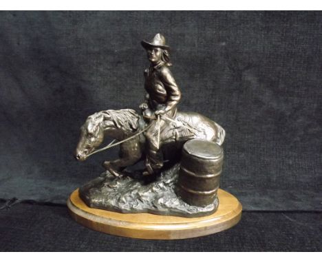 U.S.A. Colorado Springs Terrance Paterson 'The Last Turn' Western Bronze figure group 1997. Modelled as a Woman or Cowgirl mo