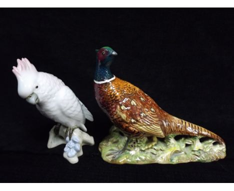 2 x European Ceramic Birds. Beswick England Pheasant model 1225, round stamp and impressed factory marks to base. Czech Repub