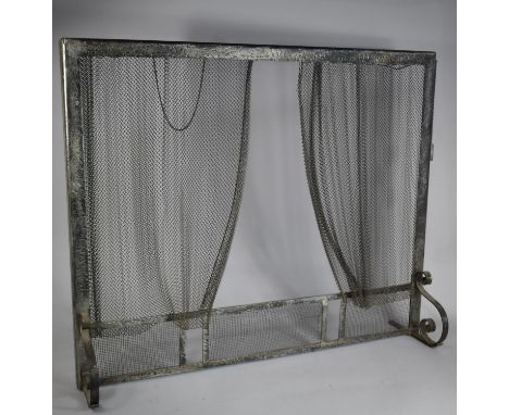 A Mid 20th Century Metal Framed Fire Screen with Metal Drawer Curtain, 93cms Wide 