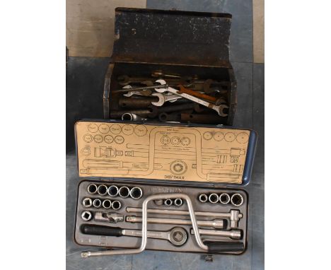 A Gedore Socket Set together with a Vintage Toolbox Containing Various Spanners Etc 