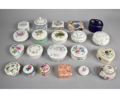 A Collection of Various Ceramic Lidded Boxes to Include Examples by Coalport, Royal Doulton, Wedgwood etc 