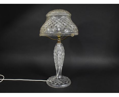 A Nice Quality Cut Glass Lamp and Shade, 56cm high 