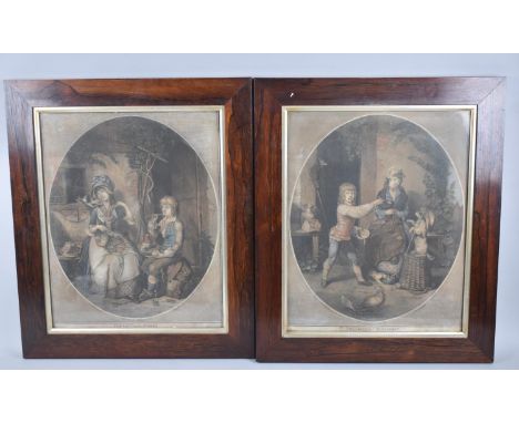 A Pair of Late 18th Century Rosewood Framed Coloured Engravings, "The Cottage Breakfast" and "The Cottage Supper", After W R 