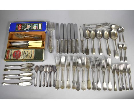 A Large Collection of Various Early 20th Century and Later Silver Plated Flatware to Comprise Forks, Knives Etc 