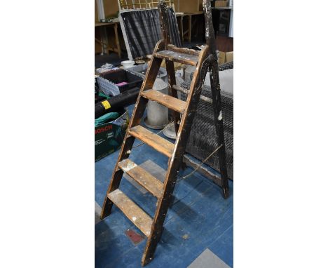 A Vintage Wooden Decorators Five Step Step Ladder 'Simplex Ladder' 