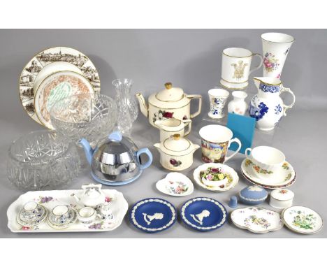 A Collection of Various ceramics and Glassware to comprise Coalport Pageant Miniature Teawares, Shrewsbury Pattern Vase, Jasp