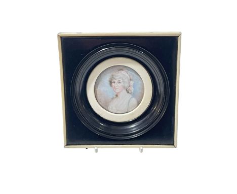 Portrait miniature in ebony frame of Lady Warwick, signed R Cosway verso .