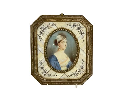 Portrait miniature signed R Cosway in brass frame.