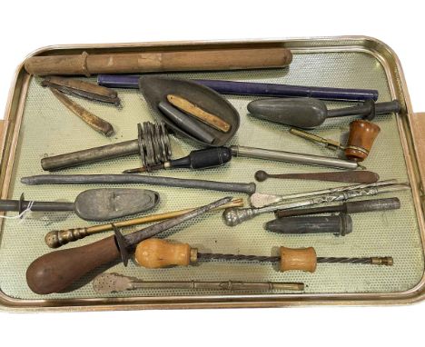 Collection including cased thermometer, three 800 silver infusers, pewter, etc.