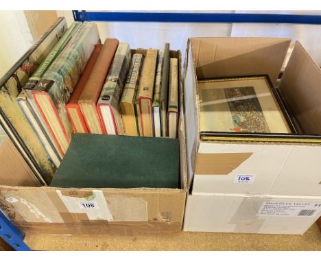 Collection of horse racing and fox hunting related books and pictures.