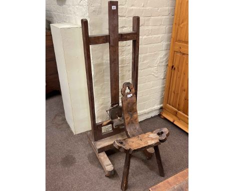 Vintage telescopic easel and Continental sewing chair (2).