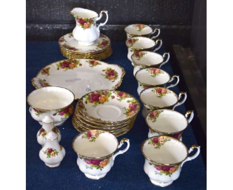 Collection of Royal Albert Old Country Rose tea wares, comprising 8 cups and saucers, milk jug, side plates, sandwich plate, 