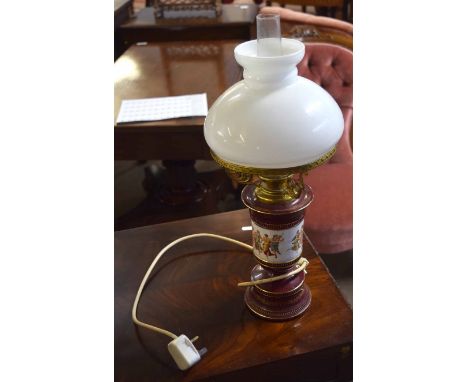 Ceramic lamp base with glass shade decorated with classical figures   